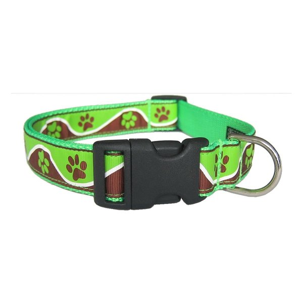 Sassy Dog Wear Aluminum Buckle Dog Collar Adjusts 18-28 in. Large- Green PAW WAVE GREENMETAL4-C